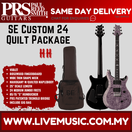 PRS SE Custom 24 Electric Guitar w/Quilt Package, Violet