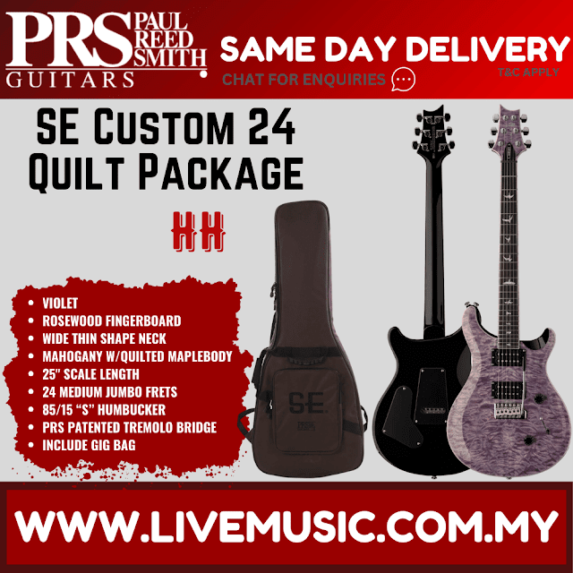 PRS SE Custom 24 Electric Guitar w/Quilt Package, Violet
