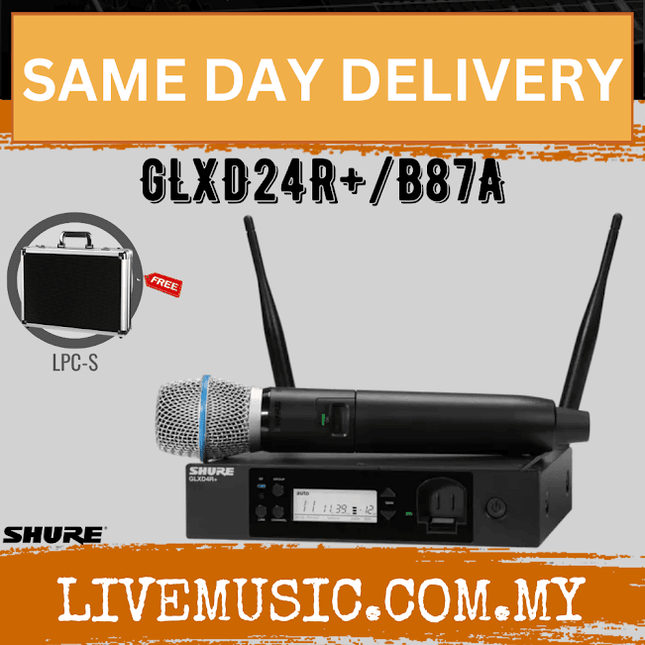 Shure GLXD24R+/B87A Digital Wireless Handheld Microphones System with Beta 87A Capsule w/HardCase ( GLXD24R+ / B87A )