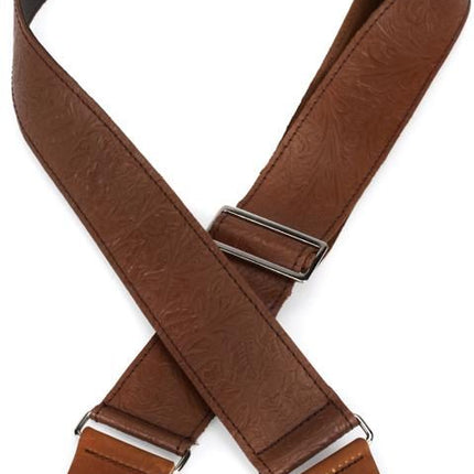 Fender 2inch Tooled Leather Guitar Strap - Brown