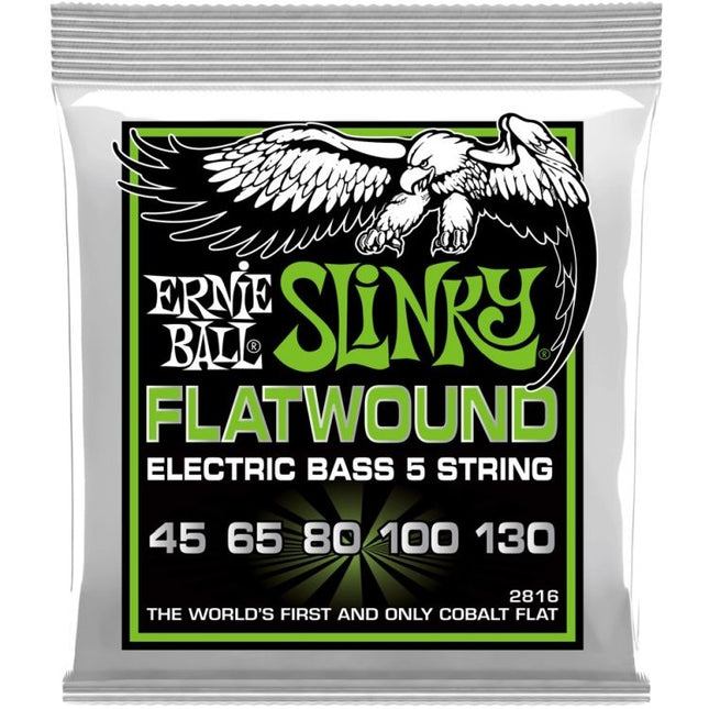 Ernie Ball 2816 Bass Guitar Strings 5-String Slinky Flatwound (45-130/EB2816)