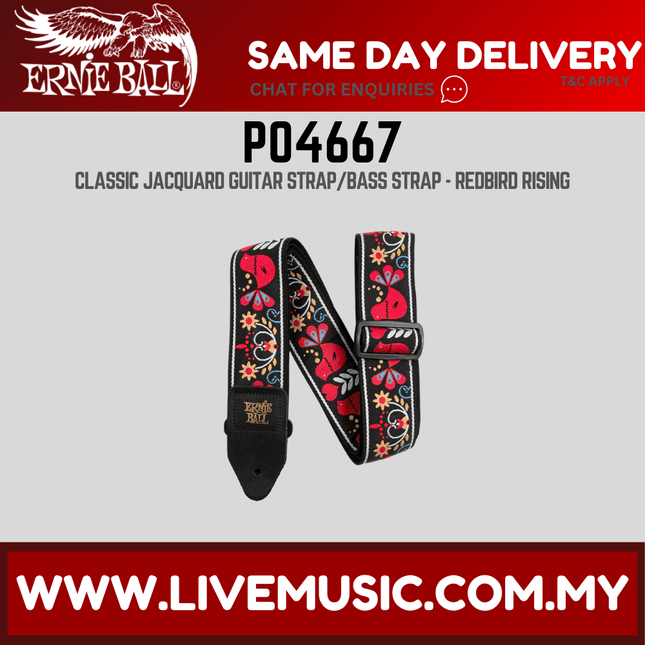 Ernie Ball 4667 Jacquard Guitar Strap, Redbird Rising