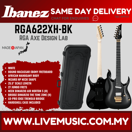 Ibanez RGA622XH-BK Electric Guitar w/Case, Black ( RGA622XH BK / RGA622XHBK )