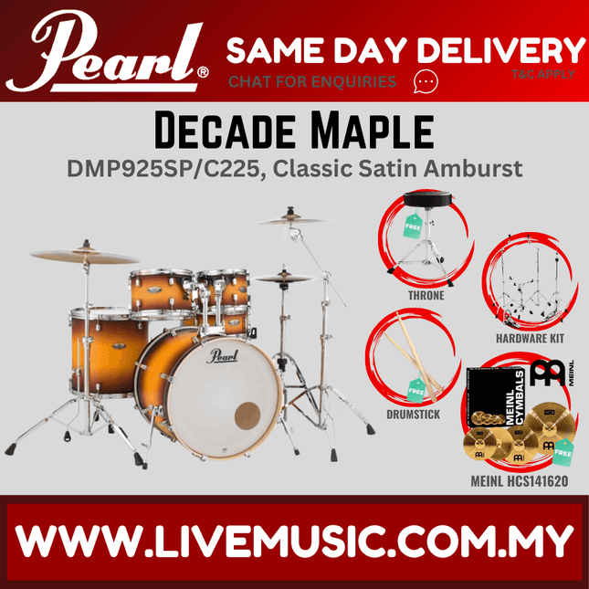 Pearl Decade Maple DMP925SP/C 5-Piece Drum Set with Meinl HCS141620 Cymbals Set and Hardware