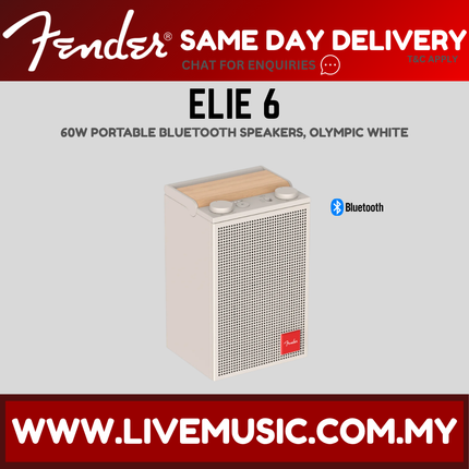 Fender Audio ELIE 6 60 Watt 4 Channel Portable Bluetooth Speaker with Built In Battery and Subwoofer - White ( ELIE6 ELIE-6 )