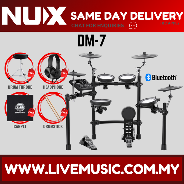 NUX DM-7 5-Piece Digital Electronic Drum Set with Mesh Head ( DM7 / DM 7 )