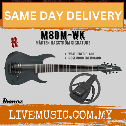 IBANEZ M80M-WK MARTEN HAGSTROM SIGNATURE 8 STRING IN WEATHERED BLACK ( M80M WK / M80MWK )