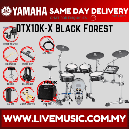 Yamaha DTX10K-X Electronic Drum Set With Amplifier And Drum Throne - Black Forest ( DTX10 / DTX10K / DTX10KX )