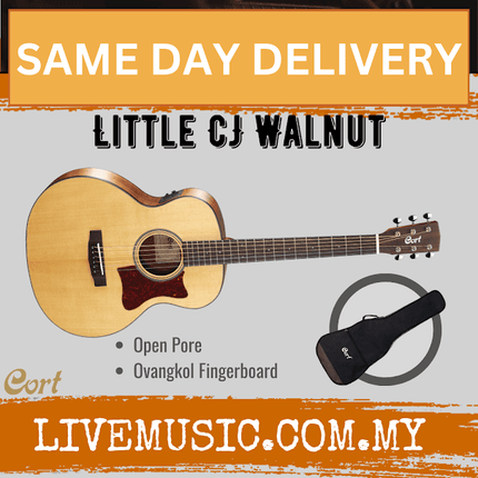 Cort Little CJ Walnut Acoustic-Electric Guitar with Bag - Natural Open Pore (LittleCJ/Little-CJ)