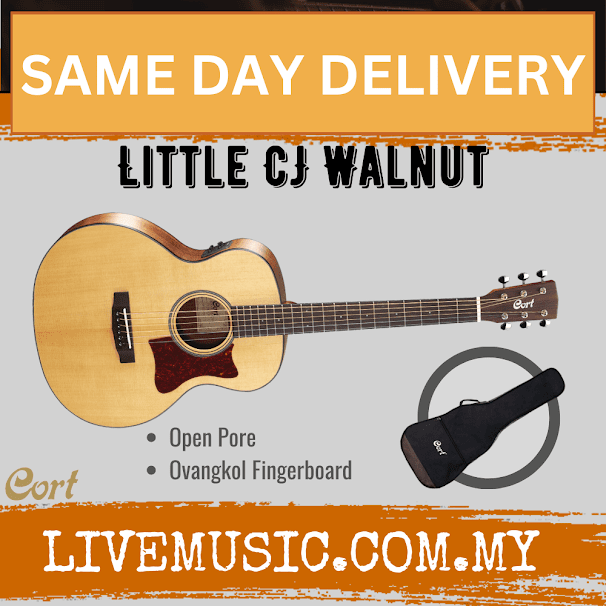 Cort Little CJ Walnut Acoustic-Electric Guitar with Bag - Natural Open Pore (LittleCJ/Little-CJ)