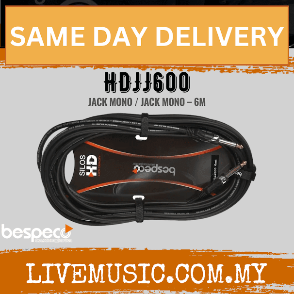 Bespeco HDJJ600 Silos HD Series Instrument Cable Jack to Jack 6M ( HDJJ-600 )