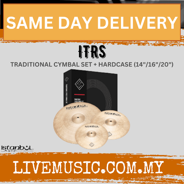 Istanbul Agop Traditional Cymbals Set With Bag 14" Hi-Hats 16" Crash 20" Ride Cymbal (ITRS)