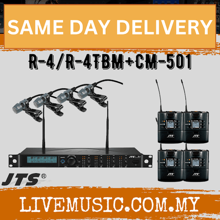 JTS R-4/R-4TBM+CM-501 R-4 UHF 4 channel diversity system (4x Metal Body-pack transmitter + lavalier microphone)