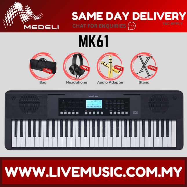 Medeli MK61 61 Key Educational Series Portable Keyboard - Black ( MK-61 MK 61 )