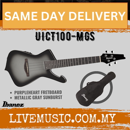 Ibanez UICT100-MGS Iceman Tenor Ukulele W/bag, Metallic Gray Sunburst ( UICT100 MGS / UICT100MGS )