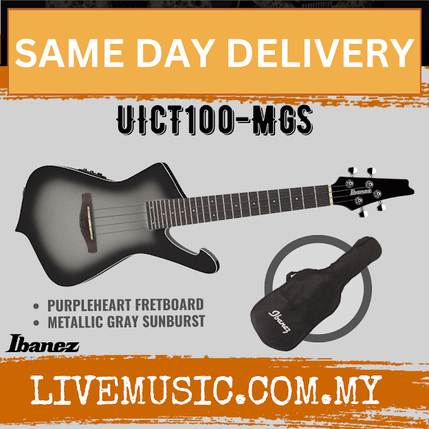 Ibanez UICT100-MGS Iceman Tenor Ukulele W/bag, Metallic Gray Sunburst ( UICT100 MGS / UICT100MGS )