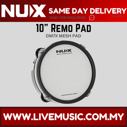 NUX 10" Remo Mesh Head Drum Pad With Dual Triggering Sensitivity Compatible With Majority Drums