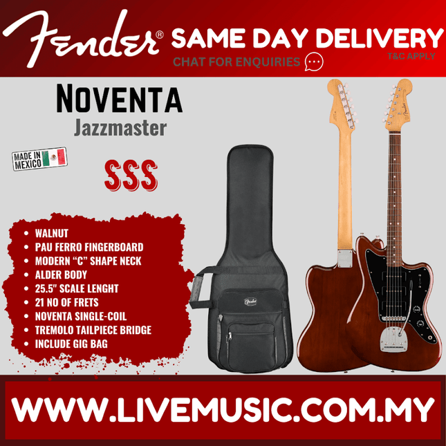 Fender Noventa Jazzmaster Electric Guitar, Pau Ferro Fretboard - Walnut