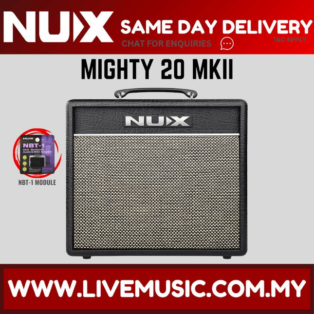 Nux Mighty 20 MKII 20Watt Modelling Digital Portable Electric Guitar Amp Amplifier Speaker ( Mighty-20 / Mighty20BT )