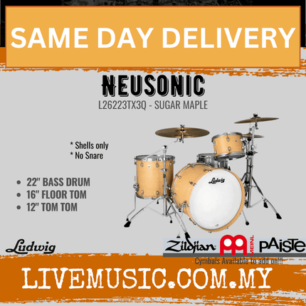 Ludwig L26223TXCG / L26223TX3U / L26223TX3T / L26223TX3Q Neusonic 3-Piece Drum Shell Pack (22B+16F+12T)