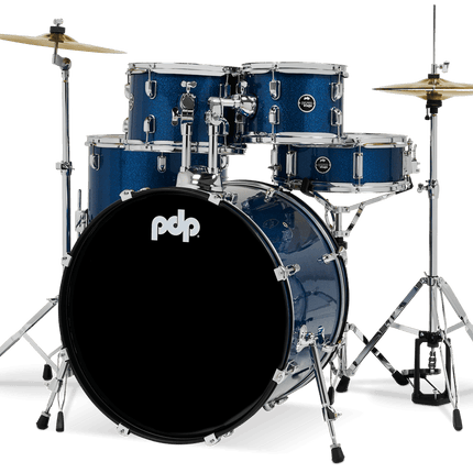 PDP Center Stage 5-piece Complete Drum Set with Hardware, Stool and Cymbal - Royal Blue Sparkle ( PDCE2015KT )