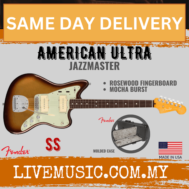 Fender American Ultra Jazzmaster Guitar, Rosewood Fretboard with Case - Mocha Burst