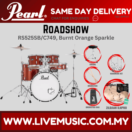 Pearl Roadshow RS525SB/C Drum Set with Zildjian ILHPRO Cymbal set, Drum Throne