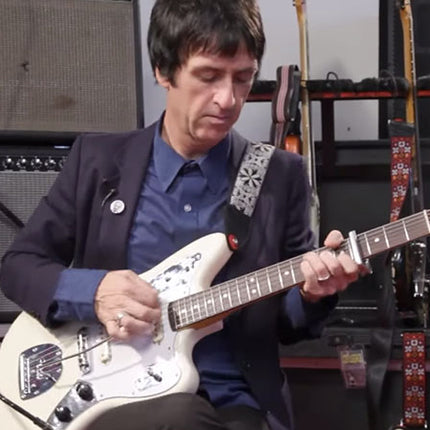 Fender Artist Johnny Marr Jaguar Electric Guitar, RW FB, Olympic White / Metallic KO-Olympic White