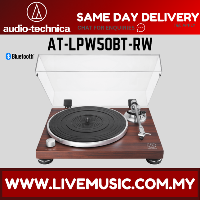 Audio-Technica AT-LPW50BT-RW Bluetooth® Manual Belt-Drive Turntable w/ATH-SP95 Speaker ( AT LPW50BT RW / ATLPW50BT )