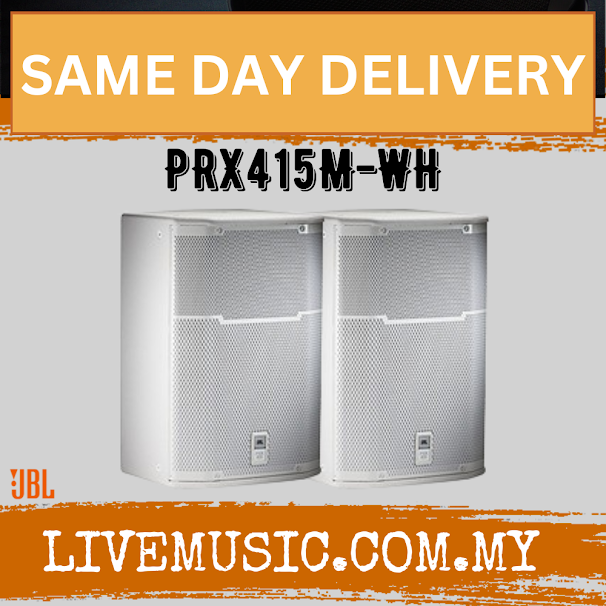 JBL PRX415M 1200W 15 inch Passive Speaker With Speaker Stand - White - Each / Pair ( PRX-415M / PRX 415M )