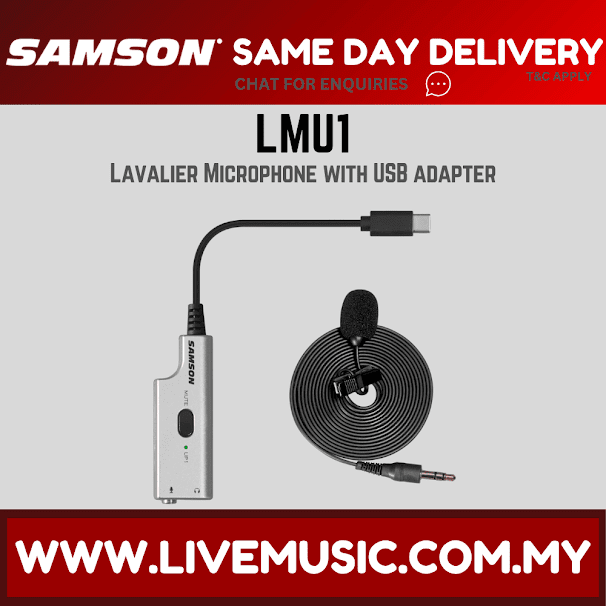 Samson LMU1 - Broadcast Lavalier Microphone with USB adapter (LMU 1/LMU-1)