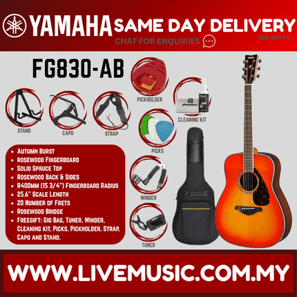 Yamaha FG830 Solid Spruce Top Acoustic Guitar - ( FG-830 / FG 830 )