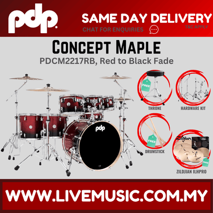 PDP by DW CM7 Concept Maple Shell Pack - 7-piece with Zildjian ILHPRO Cymbals - (PDCM2217)
