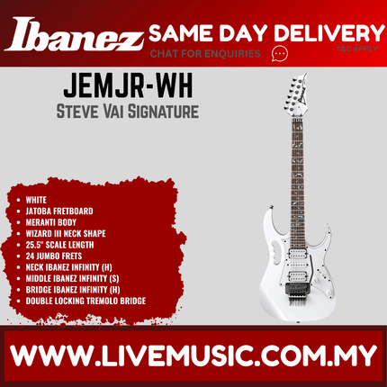 Ibanez JEMJR V2 Steve Vai Signature Electric Guitar - White ( JEMJRV2-BK / JEMJRV2-WH )