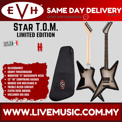 EVH Star TOM Electric Guitar - Silverburst/Vintage White/Stealth Black