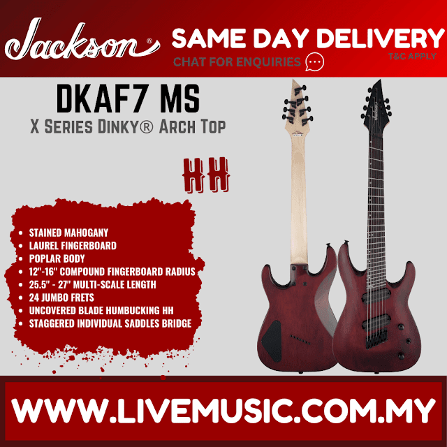 Jackson X Series Dinky DKAF7 Multi-scale Electric Guitar, Laurel FB, Stained Mahogany