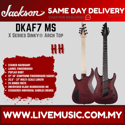 Jackson X Series Dinky DKAF7 Multi-scale Electric Guitar, Laurel FB, Stained Mahogany