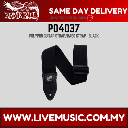 Ernie Ball 2" Polypro Guitar Strap - Black ( 4037 )