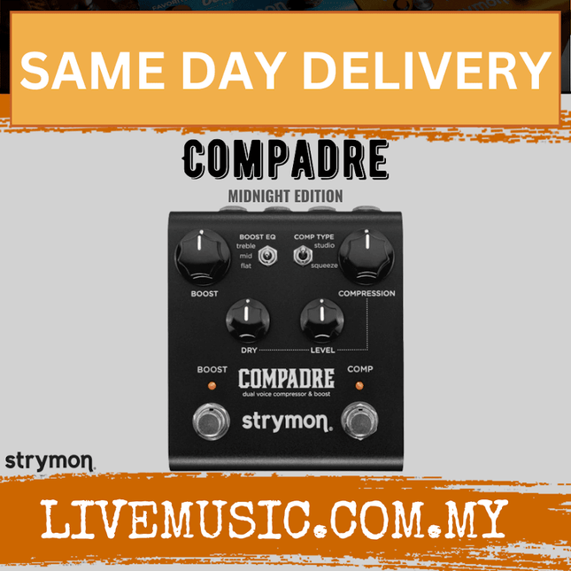 Strymon Compadre Dual Voice Compressor & Boost Guitar Effects Pedal, Midnight Edition