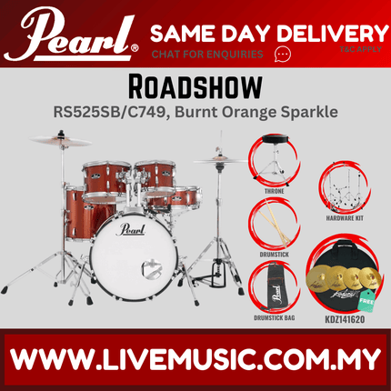Pearl Roadshow RS525SB/C Drum Set with KDZ141620 Cymbal set, Drum Throne