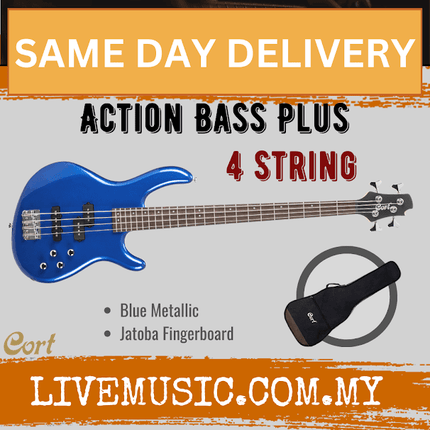 Cort Action Plus Electric Bass Guitar Jatoba Fretboard with Bag - Blue Metallic (ActionPlus/Action-Plus)