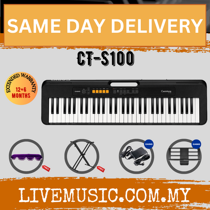 Casio CT-S100 61-Keys Casiotone Keyboard with Keyboard Stand, Piano Bench and stand (CTS100/CT S100)
