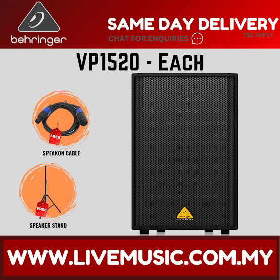 Behringer Eurolive VP1520 Passive PA Speaker With Speaker Stand and Cable - Each ( VP-1520 / VP 1520 )