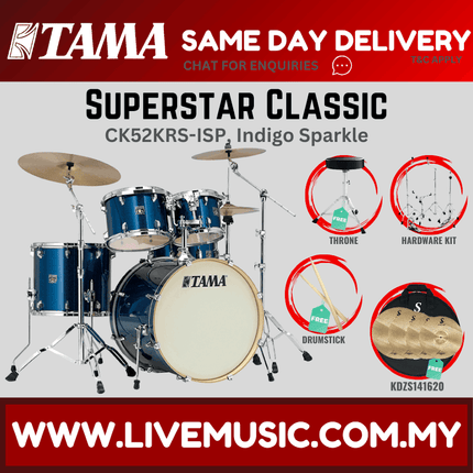 Tama Superstar Classic CK52KRS 5-Piece Drum Set With KDZS141620 Silent Cymbal Set - ( CK-52KRS )