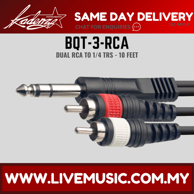 Kadenza BQT3RCA Balance 1/4 inch TRS to Dual RCA Cable - 3 Meter ( BQT-3-RCA )