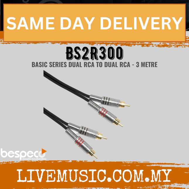Bespeco BS2R300 3 Metres (2x RCA Male – 2x RCA Male)