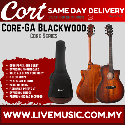 Cort Core-GA All Blackwood Acoustic Guitar with Bag - Open Pore Light Burst ( Core GA CoreGA )