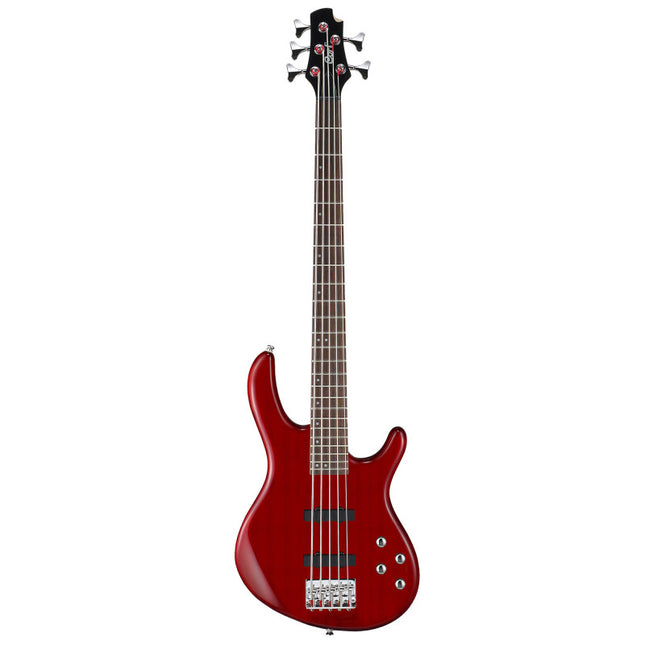 Cort Action Bass V Plus 5-Strings Bass Guitar Jatoba Fretboard with Bag - Trans Red (Action/V Plus)