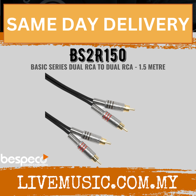 Bespeco BS2R150 1.5 Metre (2x RCA Male – 2x RCA Male)