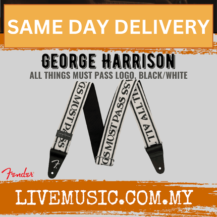 Fender George Harrison All Things Logo Guitar Strap, Black/White
